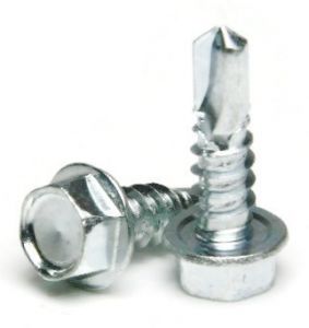 Sheet Metal Screws, Hex Washer Head, Self Driller TEK 3, Zinc Plated Steel, #8-18