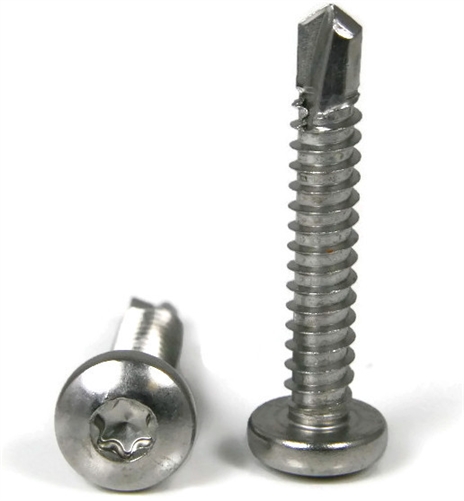 Sheet Metal Screws, Torx Star Drive (T-10) Pan Head, Self Driller TEK 3, Stainless Steel 410, #6-20