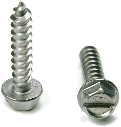 Sheet Metal Screws, Slotted Hex Washer Head, Stainless Steel 18-8, #8