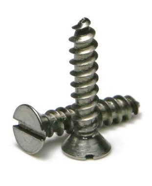 Sheet Metal Screws, Slotted Flat Head, Stainless Steel 18-8, #10