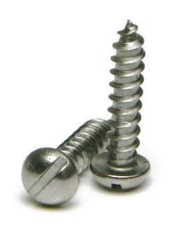 Sheet Metal Screws, Slotted Round Head, Stainless Steel 18-8, #10