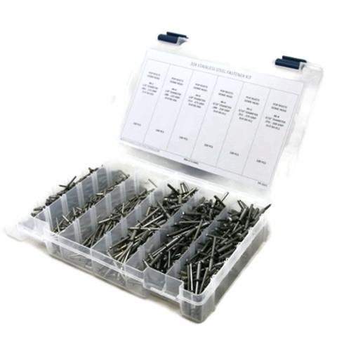 Kit Assortment, POP Rivets, Stainless Steel 304, Sizes #4-2 through #6-8, 601 Pieces