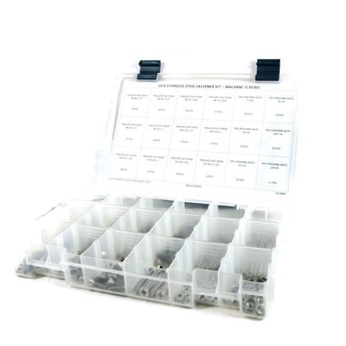 Kit Assortment, Machine Screws with Nuts, Phillips Flat Head, Stainless Steel 18-8, 512 Pieces