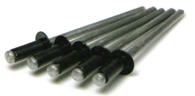 POP Rivets, Dome Head Open End, Aluminum, Black, 1/8" (#4)