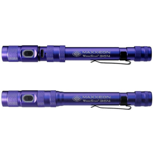 MAXXEON WorkStar® 364 UV 395nm Rechargeable Leak Detection Penlight/Inspection Light with Zoom