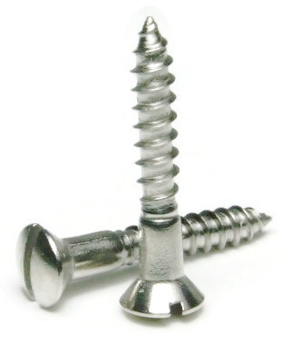 Wood Screws, Slotted Oval Head, Stainless Steel 18-8, #12-11
