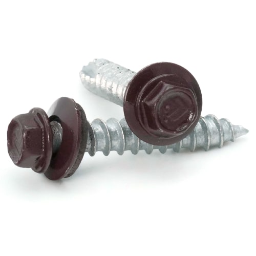 Roofing Screws, FastGrip™, Sharp Point, Stainless Steel 18-8, Burgundy, #9