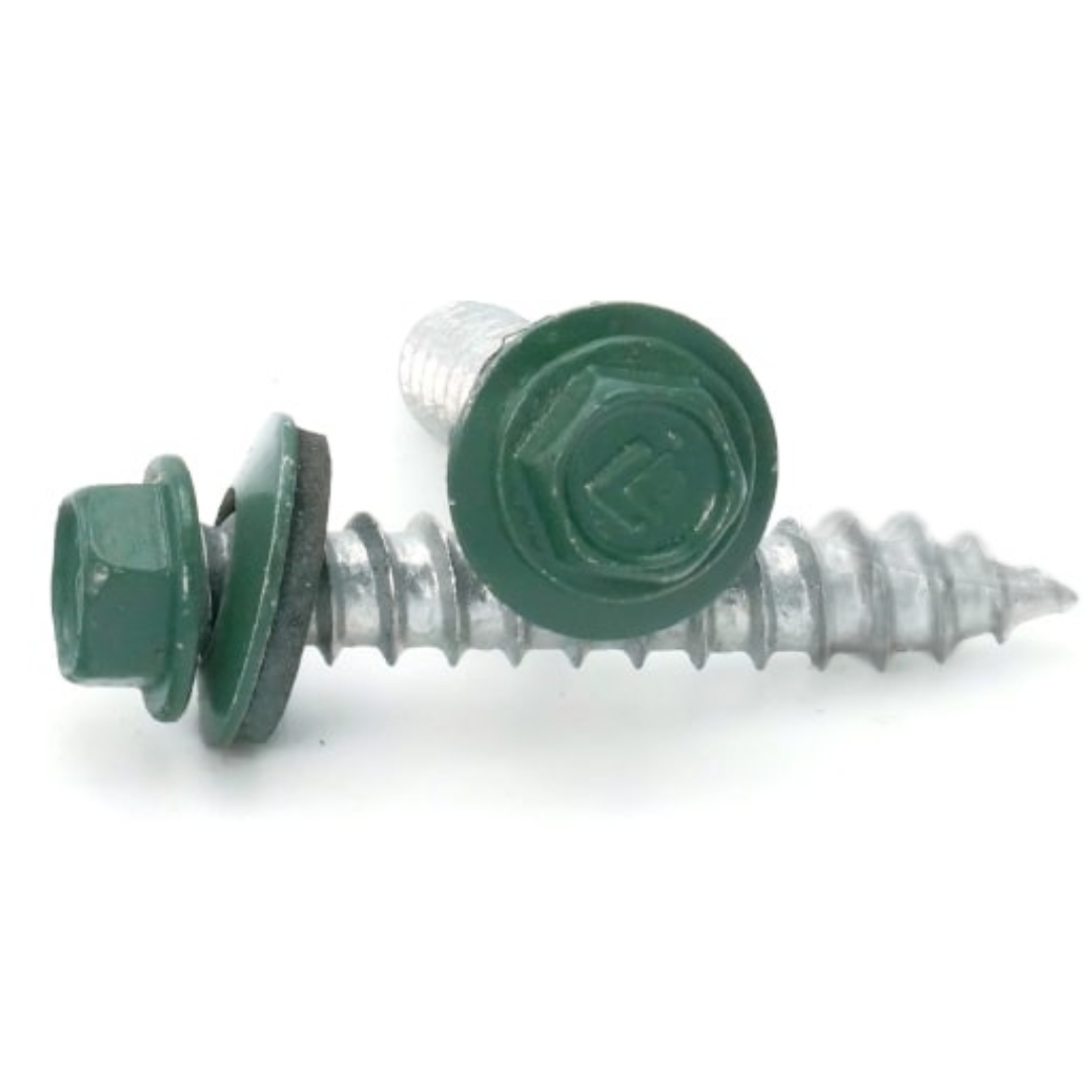 Roofing Screws, FastGrip™, Sharp Point, Stainless Steel 18-8, Green, #9