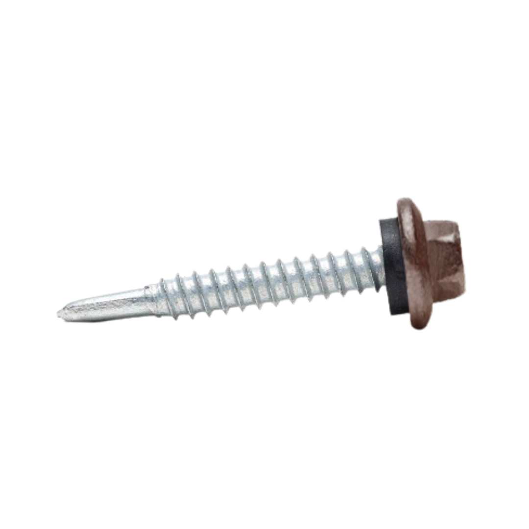 Roofing Screws, MetalGrip™ Stitch, T3, Self Driller, Galvanized Steel, Bronze, #14 x 7/8"