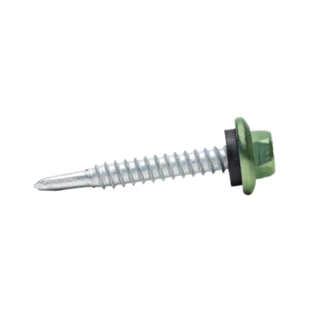 Roofing Screws, MetalGrip™ Stitch, T3, Self Driller, Galvanized Steel, Forest Green, #14 x 7/8