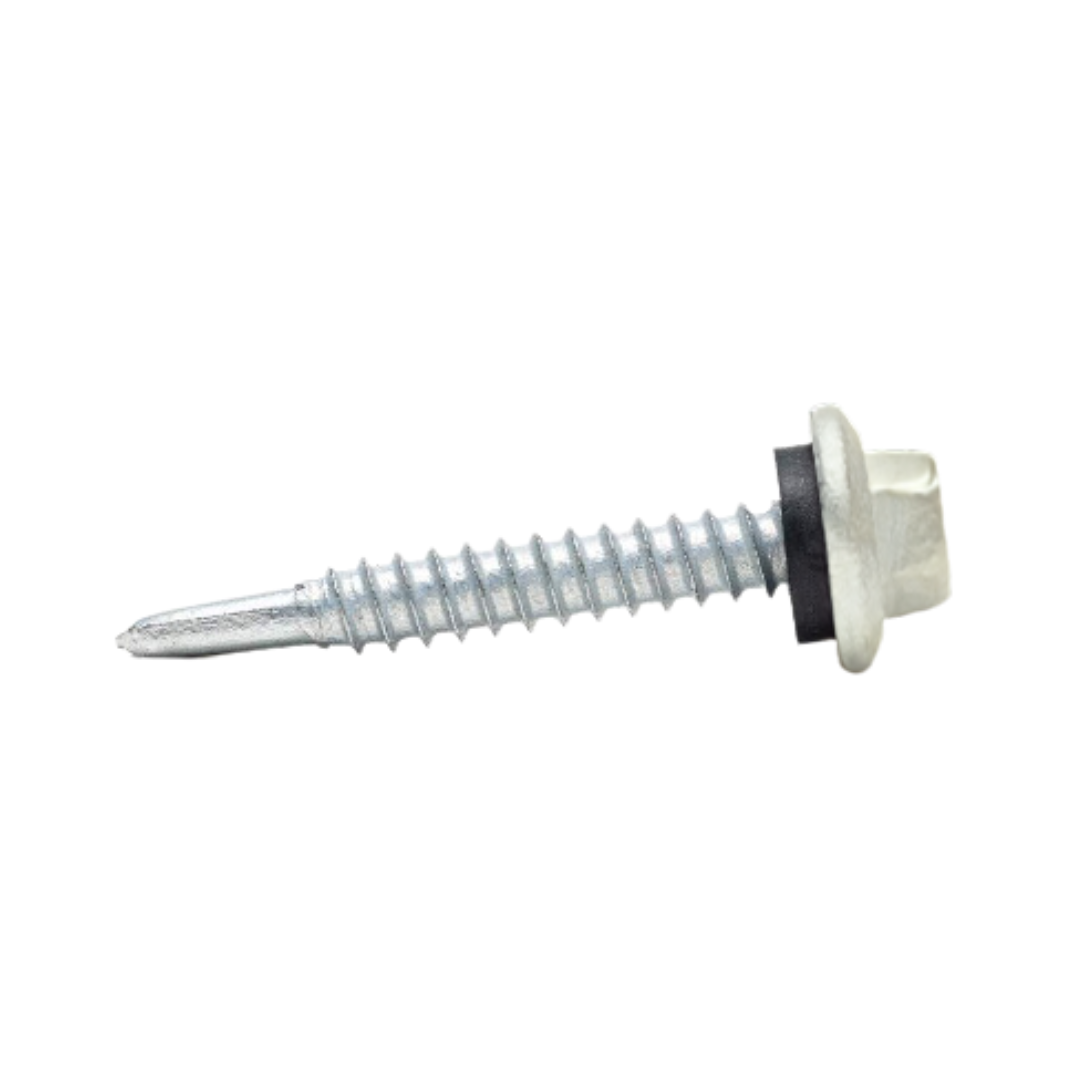 Roofing Screws, MetalGrip™ Stitch, T3, Self Driller, Galvanized Steel, Ivory, #14 x 7/8