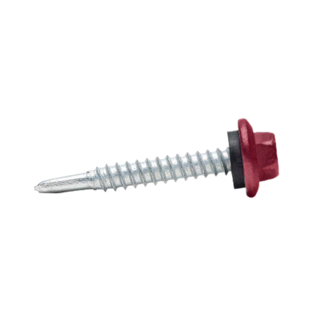 Roofing Screws, MetalGrip™ Stitch, T3, Self Driller, Galvanized Steel, Red, #14 x 7/8"