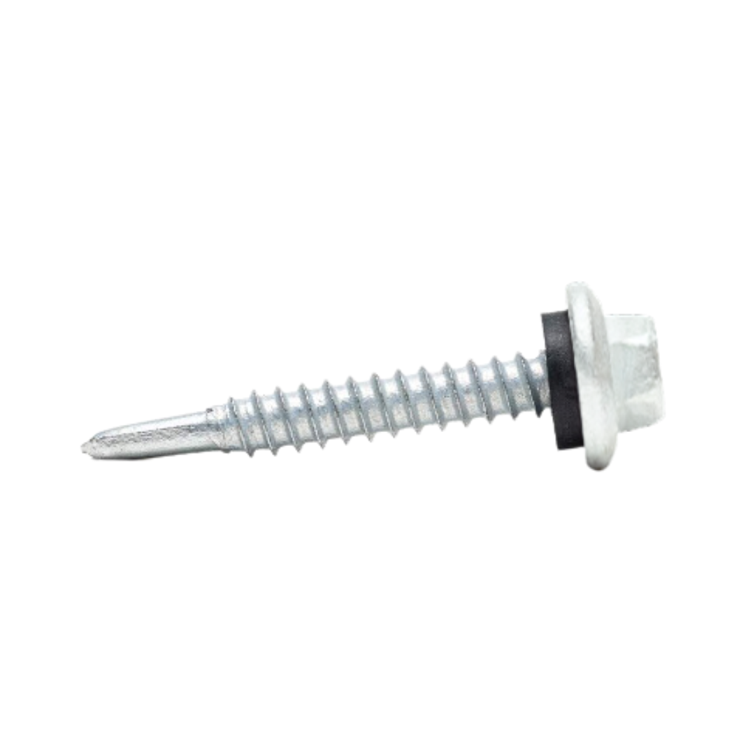 Roofing Screws, MetalGrip™ Stitch, T3, Self Driller, Galvanized Steel, White, #14 x 7/8"