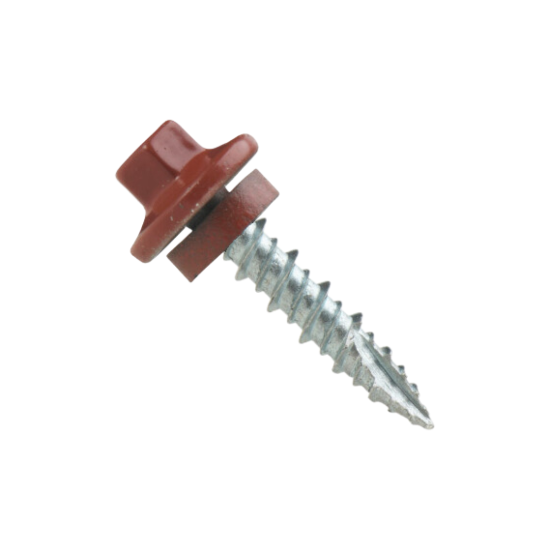 Roofing Screws, ProCap™ Stitch, Type 17 Point, Stainless Steel 304, Red, #12 x 3/4"