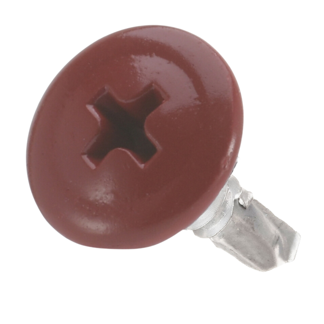 #8 Zinc Plated Phillips Wafer Head Self Drilling Screw - Red