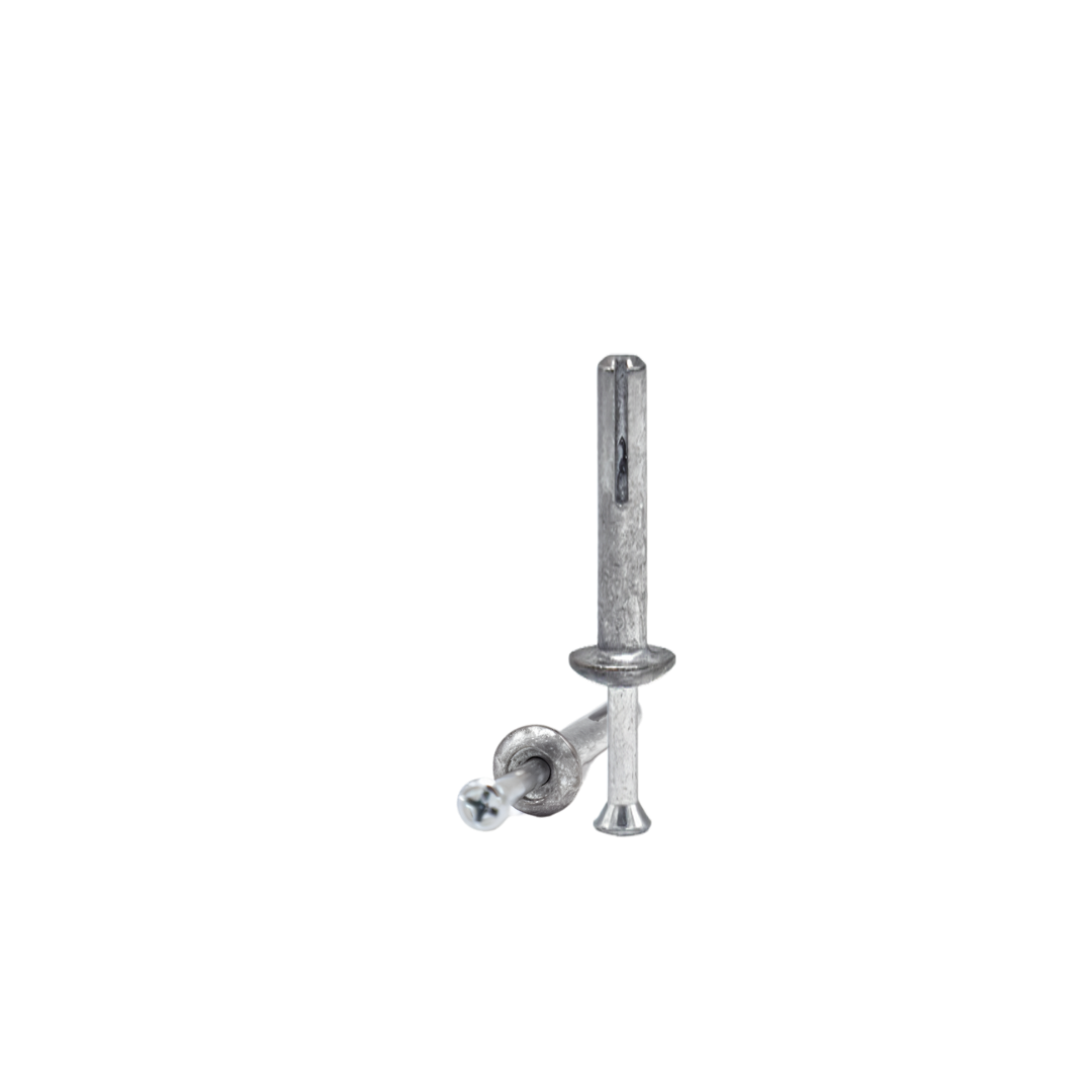 Removable Hammer Drive Pin Nail-On Anchors, Zinc Plated Steel, 1/4"