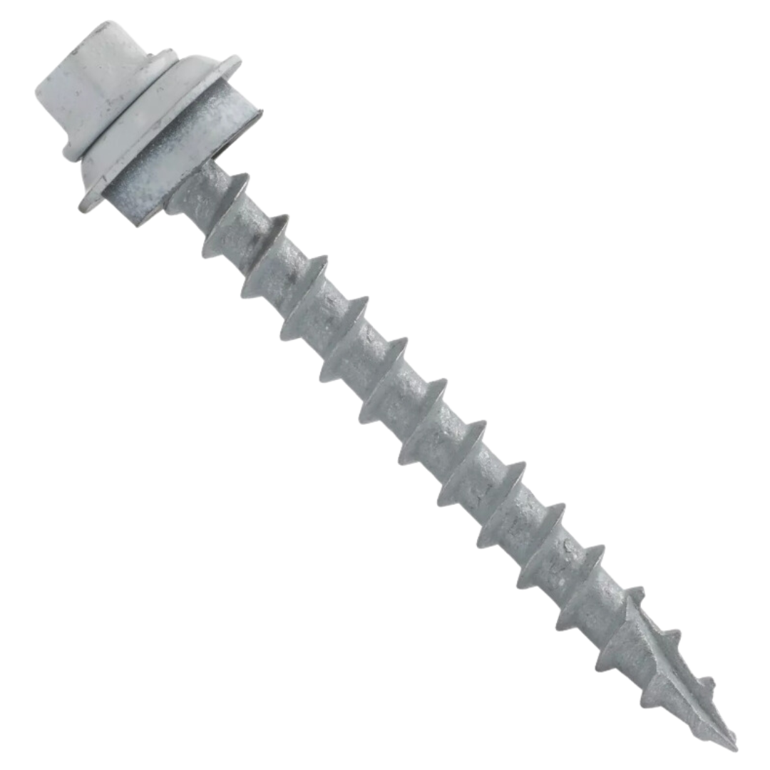 Roofing Screws, TuffGrip™, Type 17 Point, Galvanized Steel, White, #12