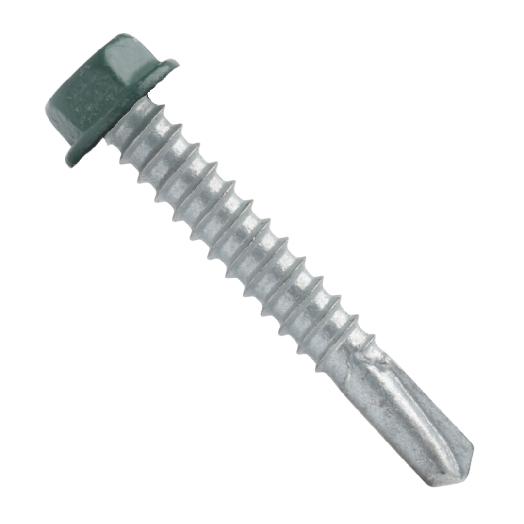 Roofing Screws, MetalGrip™, T3, Self Driller, Galvanized Steel, No Washer, Forest Green, #12