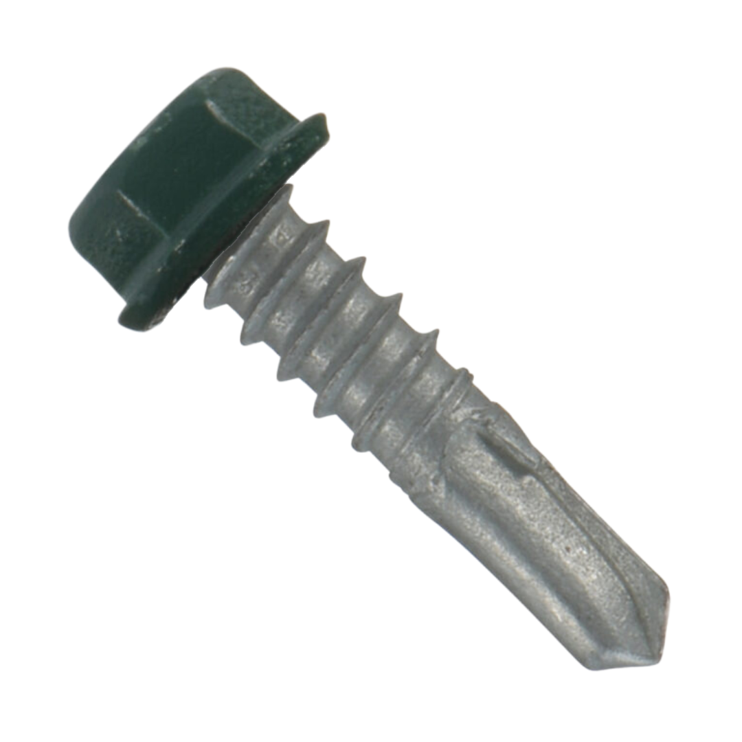 Roofing Screws, MetalGrip™ Stitch, T4 Self Drill, Galvanized, Forest Green, #12 x 7/8"