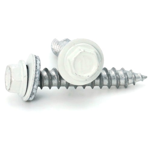Roofing Screws, FastGrip™, Sharp Point, Stainless Steel 18-8, White, #9