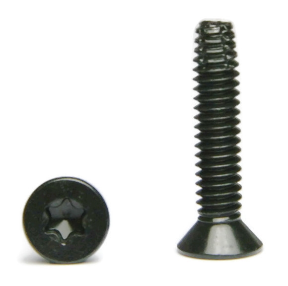 Machine Screws, Star Drive T-30 Flat Head, Thread Cutting, Black Phosphate Steel, 1/4"-20