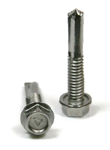 Sheet Metal Screws, Hex Washer Head, Self Driller TEK 5, Stainless Steel 410, #12-24