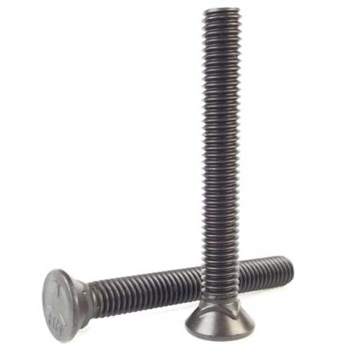 Plow Bolts, Flat Head, Plain Steel, Grade 5, 3/8"-16
