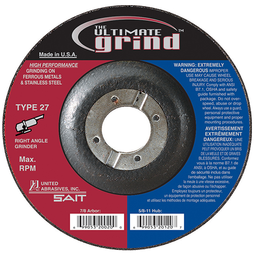 SAIT, Grinding Wheels, Type 27, The Ultimate Grind, 1/4" Thick