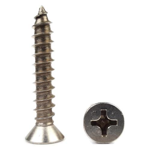Sheet Metal Screws, Phillips Flat Head, Stainless Steel 316, #4