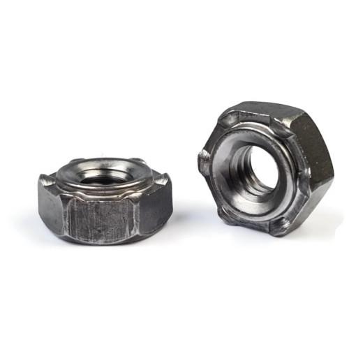 Hex Weld Nuts, 6 Projections With a Short Pilot, Plain Steel