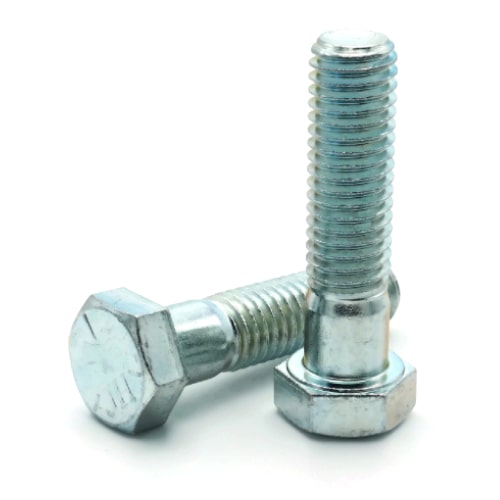 Hex Cap Screws, Grade 5 Zinc Plated Steel, 1/4"-20