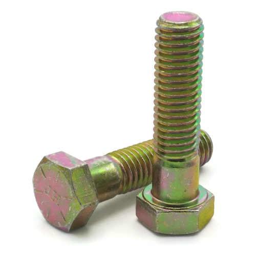 Hex Cap Screws, Grade 8 Yellow Zinc, 1/4"-20