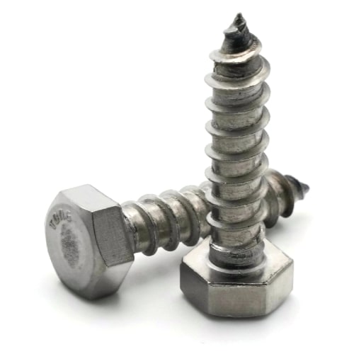 Lag Screws, Hex Head, Stainless Steel 18-8, 1/4"