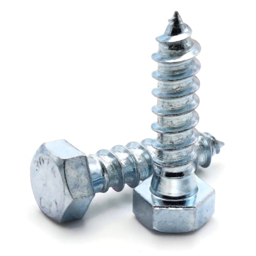 Lag Screws, Hex Head, Zinc Plated Steel, 1/4"