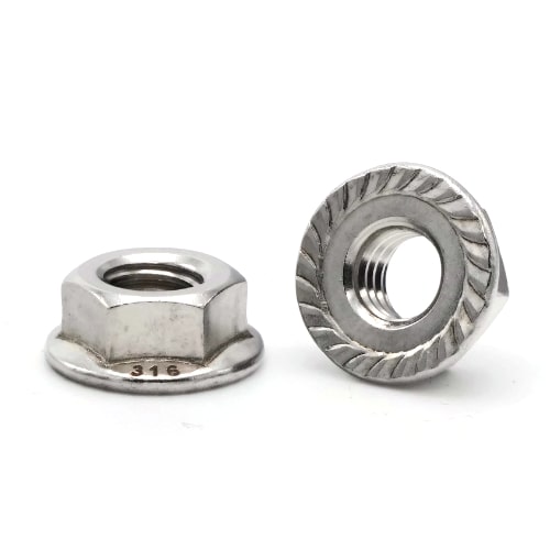 Flange Nuts, Serrated, Stainless Steel 316