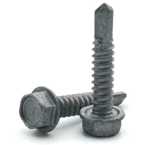 Sheet Metal Screws, Hex Washer Head, Self Drilling TEK 3, Strong Shield Coated Steel, #12-14