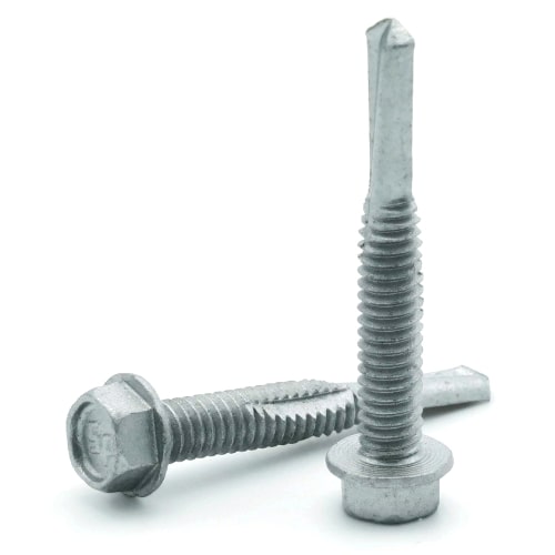 Sheet Metal Screws, Hex Washer Head, Self Drilling TEK 5, Strong Shield Coated Steel, #12-24