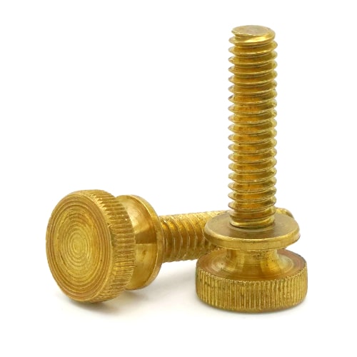 Machine Screws, Knurled Thumb, Brass, #6-32