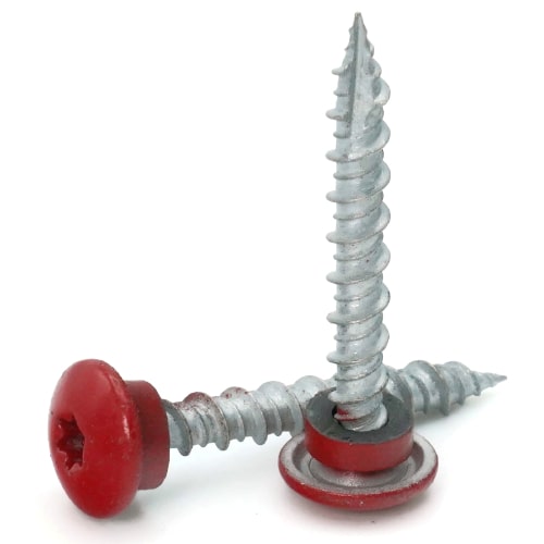 Roofing Screws, LoGrip™, Hi-Lo Thread, Type 17 Point, Crimson Red, #10