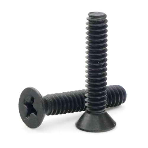 Machine Screws, Phillips Flat Head, Black Oxide Stainless Steel 18-8, #6-32