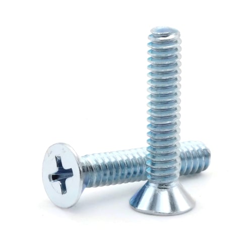 Machine Screws, Phillips Flat Head, Zinc Plated Steel, #8-32
