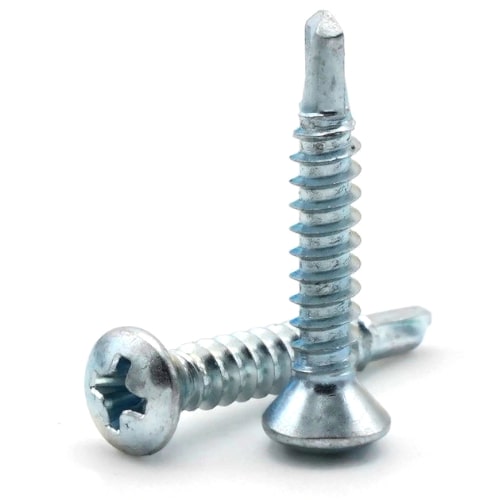 Sheet Metal Screws, Phillips Oval Head, Self Driller TEK 3, Zinc Plated Steel, #8-18