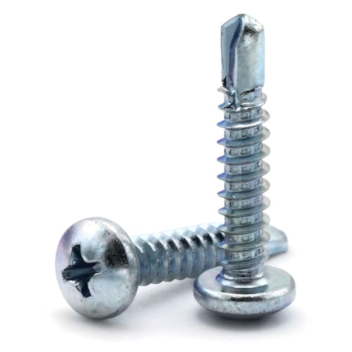 Sheet Metal Screws, Phillips Pan Head, Self Driller TEK 2, Zinc Plated Steel, #6-20