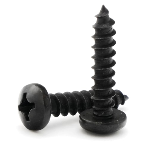 Sheet Metal Screws, Phillips Pan Head, Stainless Steel 18-8 Black Oxide, #6
