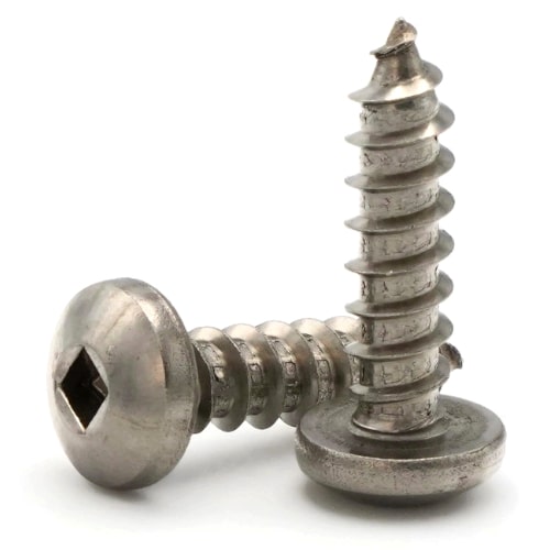 Sheet Metal Screws, Square Drive Pan Head, Stainless Steel 316, #6