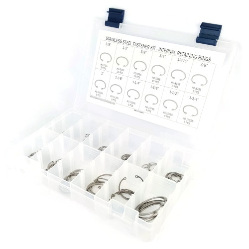 Kit Assortment, Retaining Rings Stainless Steel Internal, 121 Pieces