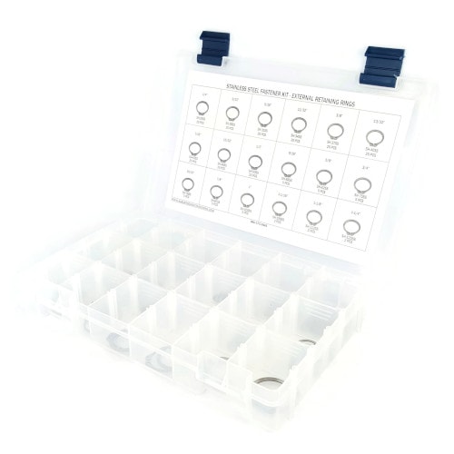 Kit Assortment, Retaining Rings Stainless Steel External, 262 Pieces