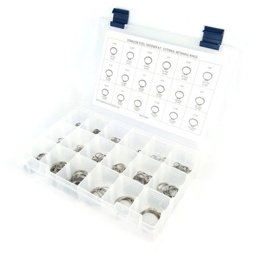 Kit Assortment, Retaining Rings Stainless Steel External Automotive, 316 Pieces