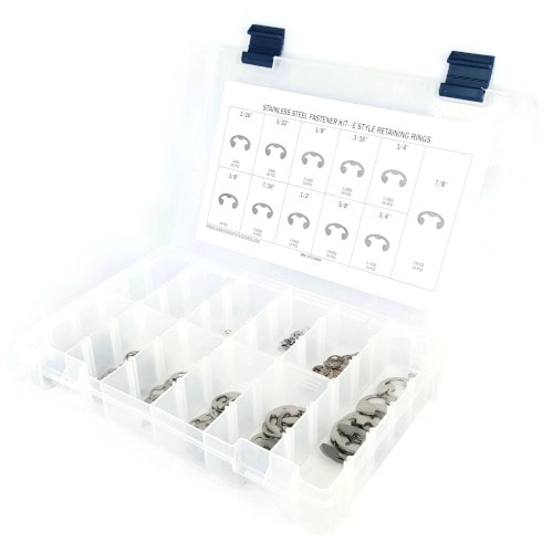 Kit Assortment, Retaining Rings Stainless Steel External E Style, 361 Pieces