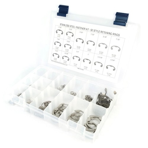 Kit Assortment, Retaining Rings Stainless Steel External SE Style, 456 Pieces